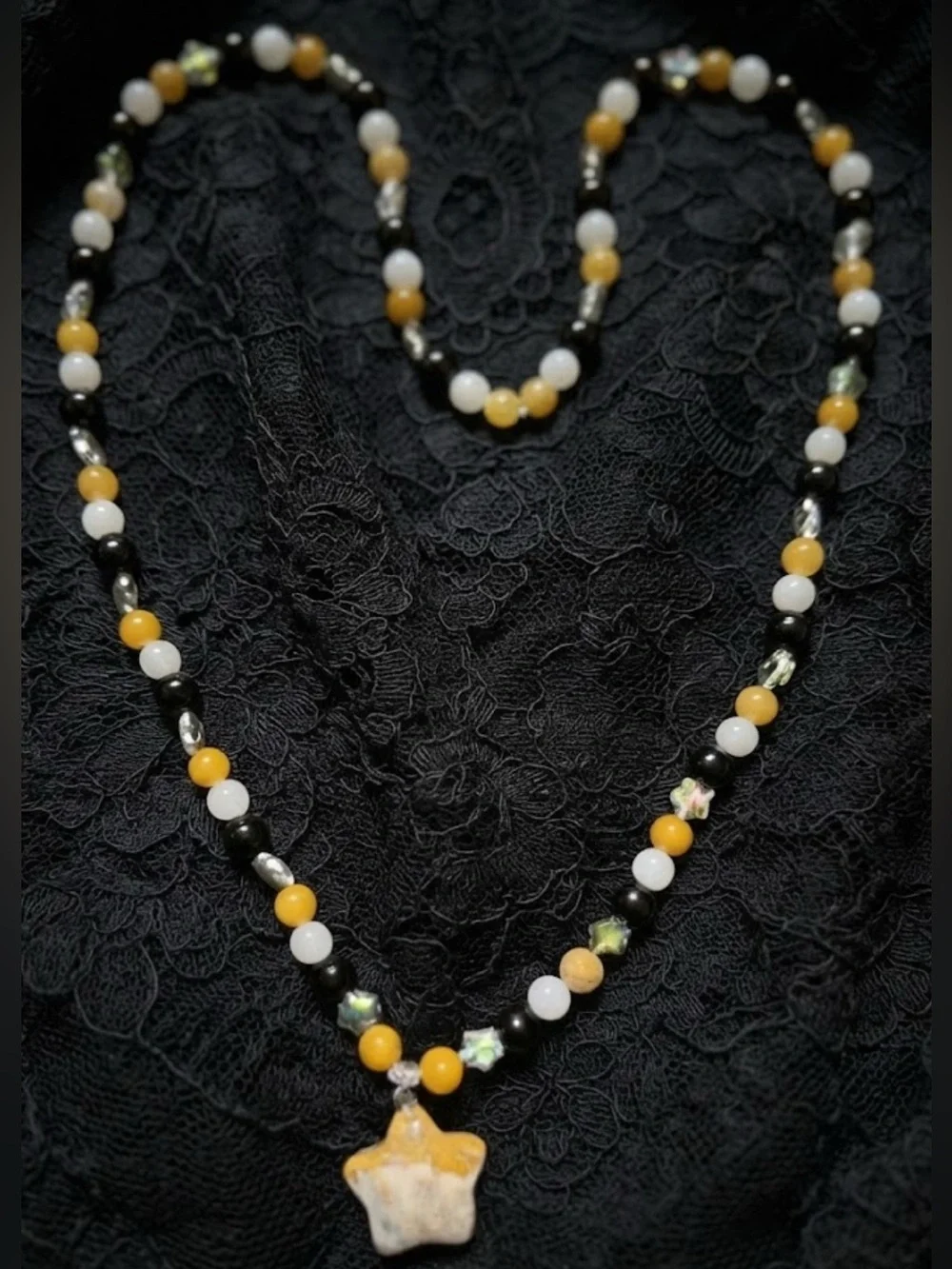 Jack-o'-Lantern's & Ghosts Necklace (Mookaite, Moonstone, Yellow Crazy Lace)